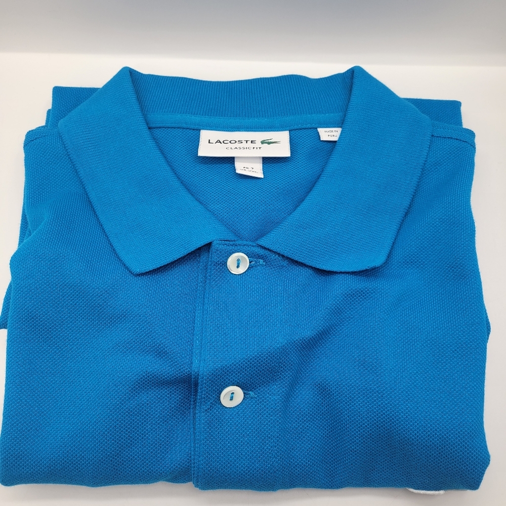 Lacoste Piqué Polo Blue Men's Shirt Collared Peru Cotton Buttons Logo XXL $89.50 - Picture 12 of 12